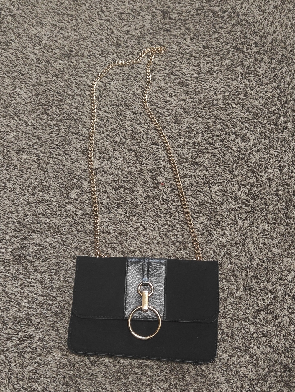 Classic Black Crossbody Bag with Gold Chain